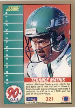 1991 Score #321 Terance Mathis Back