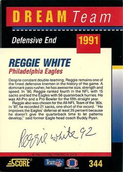 1991 Score #344 Reggie White Back