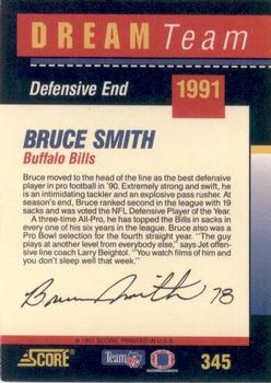 1991 Score #345 Bruce Smith Back