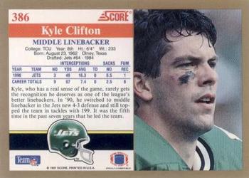 1991 Score #386 Kyle Clifton Back