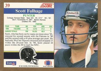 1991 Score #39 Scott Fulhage Back