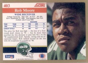 1991 Score #403 Rob Moore Back