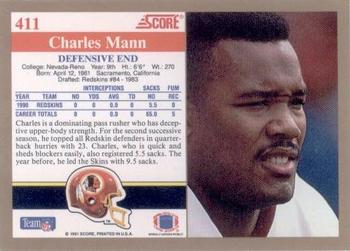1991 Score #411 Charles Mann Back