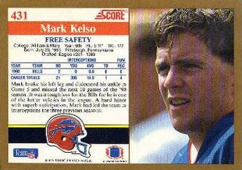 1991 Score #431 Mark Kelso Back