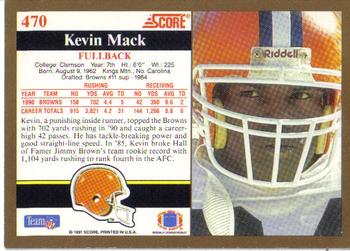 1991 Score #470 Kevin Mack Back