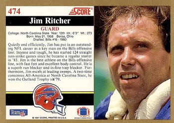 1991 Score #474 Jim Ritcher Back