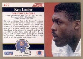 1991 Score #477 Ken Lanier Back