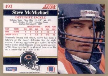 1991 Score #492 Steve McMichael Back