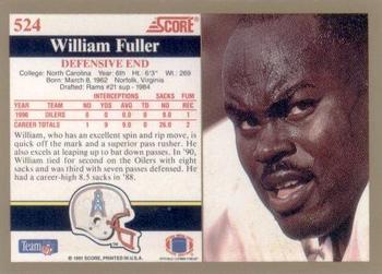 1991 Score #524 William Fuller Back