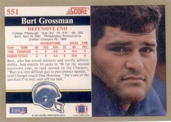 1991 Score #551 Burt Grossman Back