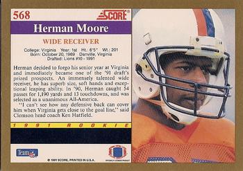 1991 Score #568 Herman Moore Back
