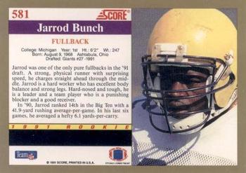 1991 Score #581 Jarrod Bunch Back