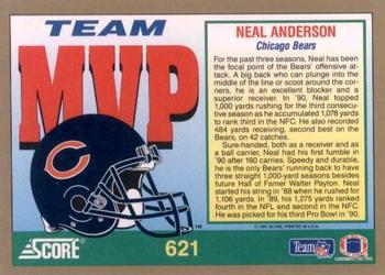 1991 Score #621 Neal Anderson Back