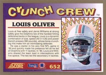 1991 Score #652 Louis Oliver Back