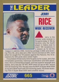 1991 Score #665 Jerry Rice Back