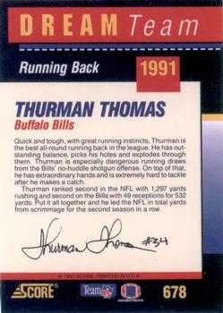 1991 Score #678 Thurman Thomas Back