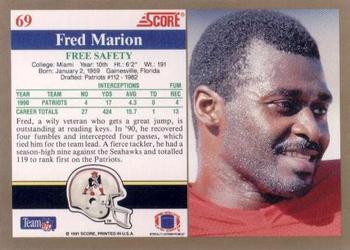 1991 Score #69 Fred Marion Back