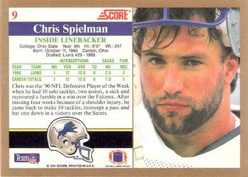 1991 Score #9 Chris Spielman Back