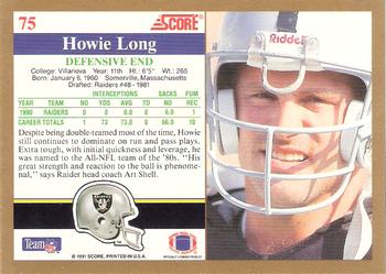 1991 Score #75 Howie Long Back