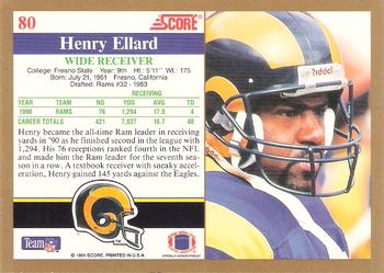 1991 Score #80 Henry Ellard Back