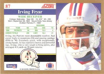 1991 Score #87 Irving Fryar Back