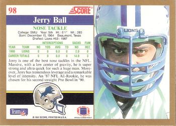 1991 Score #98 Jerry Ball Back