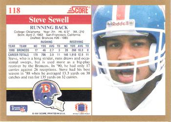 1991 Score #118 Steve Sewell Back