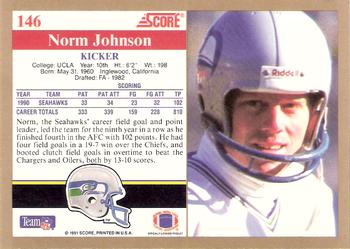 1991 Score #146 Norm Johnson Back