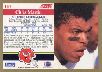 1991 Score #157 Chris Martin Back