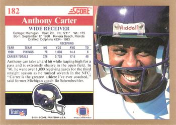 1991 Score #182 Anthony Carter Back