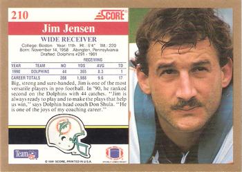 1991 Score #210 Jim Jensen Back