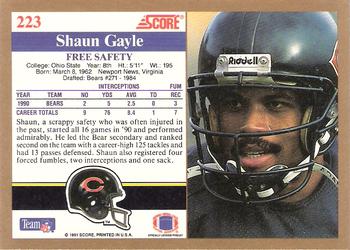 1991 Score #223 Shaun Gayle Back