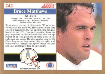1991 Score #242 Bruce Matthews Back