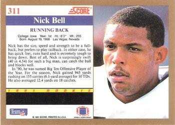 1991 Score #311 Nick Bell Back