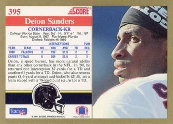 1991 Score #395 Deion Sanders Back