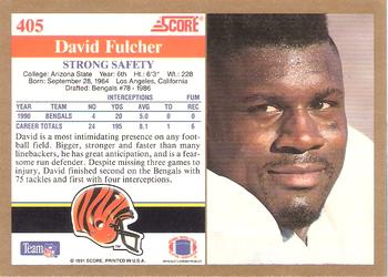 1991 Score #405 David Fulcher Back