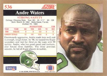 1991 Score #536 Andre Waters Back