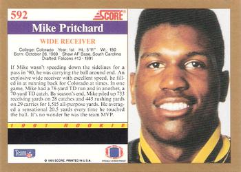 1991 Score #592 Mike Pritchard Back