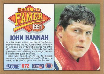 1991 Score #672 John Hannah Back