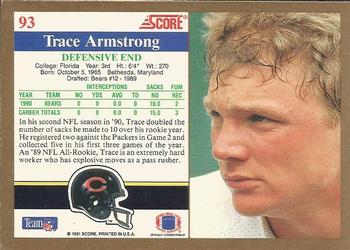 1991 Score #93 Trace Armstrong Back