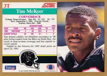 1991 Score Supplemental #3T Tim McKyer Back