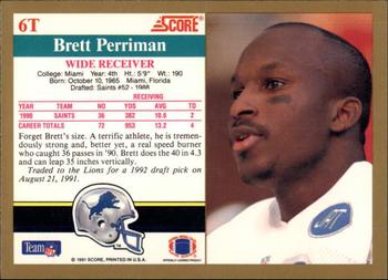 1991 Score Supplemental #6T Brett Perriman Back