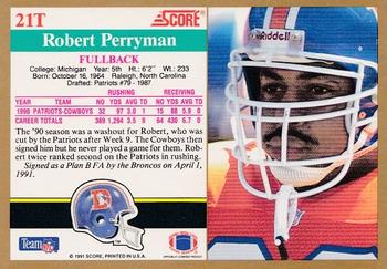 1991 Score Supplemental #21T Robert Perryman Back
