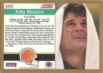1991 Score Supplemental #35T John Rienstra Back