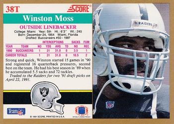1991 Score Supplemental #38T Winston Moss Back