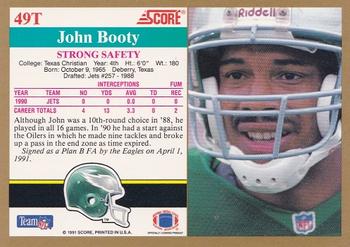 1991 Score Supplemental #49T John Booty Back