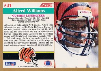 1991 Score Supplemental #54T Alfred Williams Back