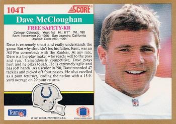 1991 Score Supplemental #104T Dave McCloughan Back
