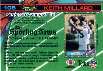 1991 Stadium Club #108 Keith Millard Back