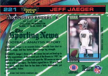 1991 Stadium Club #221 Jeff Jaeger Back